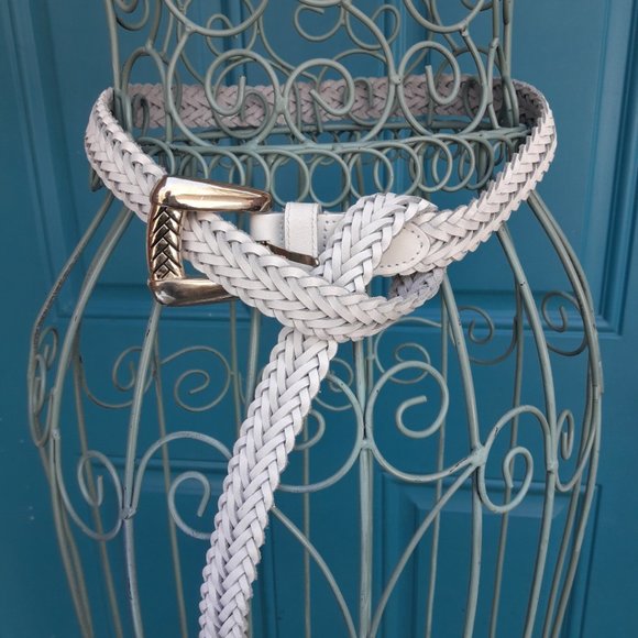 Genuine Leather Belt Braided White Woven Multi Loop Real Leather Belt Womens main image 11